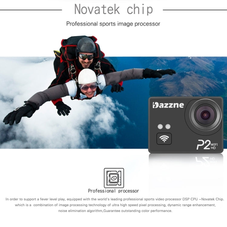 Dazzne P2 2.0 inch TFT Screen WiFi Sports Video Camera, Support 170 Degrees Wide Angel, HDMI Output
