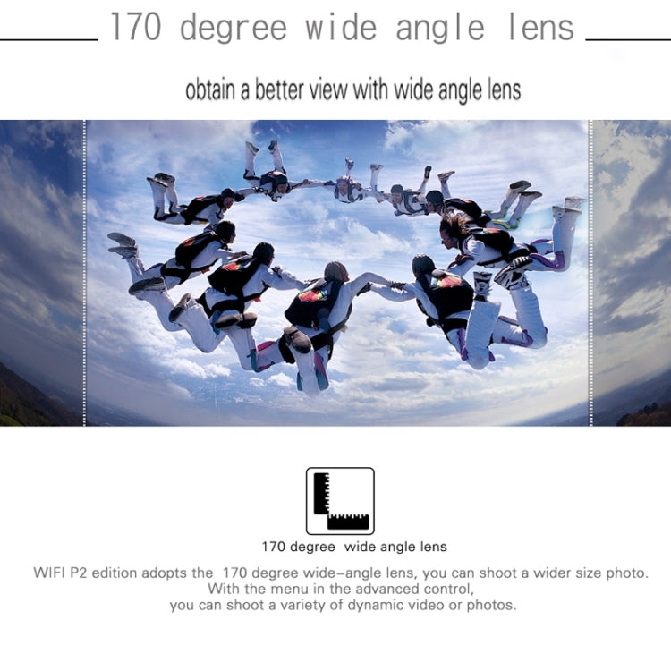 Dazzne P2 2.0 inch TFT Screen WiFi Sports Video Camera, Support 170 Degrees Wide Angel, HDMI Output