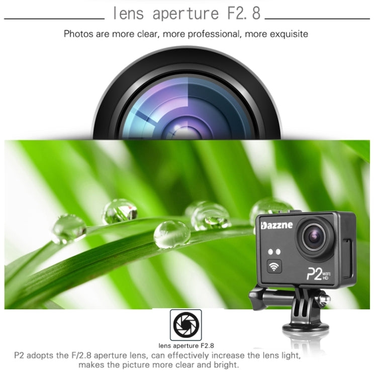 Dazzne P2 2.0 inch TFT Screen WiFi Sports Video Camera, Support 170 Degrees Wide Angel, HDMI Output