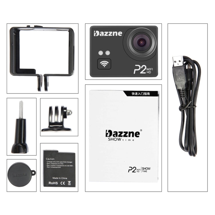 Dazzne P2 2.0 inch TFT Screen WiFi Sports Video Camera, Support 170 Degrees Wide Angel, HDMI Output