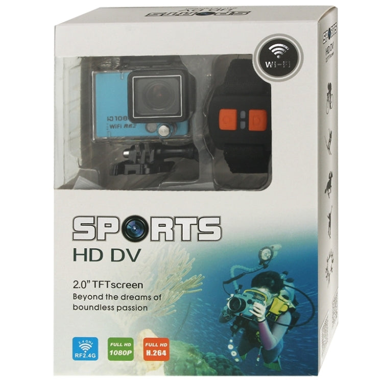 AT300 Full HD 1080P 2.0 inch LCD Screen WiFi Edition Sports Camera with 2.4GHz Remote Cotrol, 160 Degree Wide Angle View Lens, Waterproof Lever: IP65