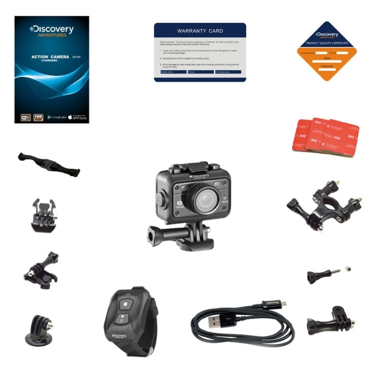 DISCOVERY DS100 FHD 1080P 1.5inch High-Definition Color Screen WiFi Edition Sports Camera with 2.4G Wireless Remote Control , 170 Degrees HD Wide Angle Lens , 60m Waterproof(Black)