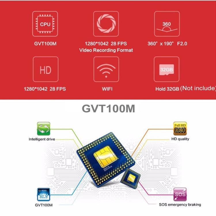 CUBE360 GVT100M WiFi Sports Camcorder, 360*190 Degrees Large Wide Angle Lens