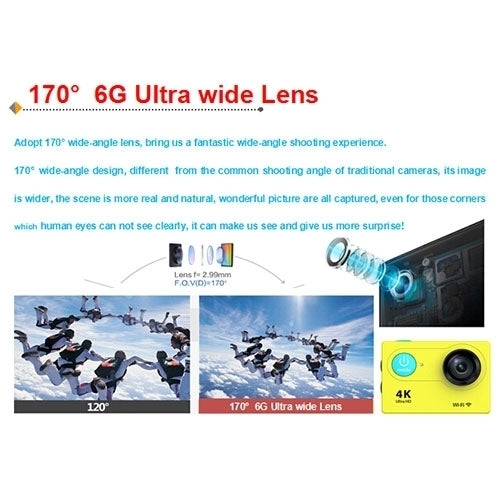 H9 4K Ultra HD1080P 12MP 2 inch LCD Screen WiFi Sports Camera, 170 Degrees Wide Angle Lens, 30m Waterproof
