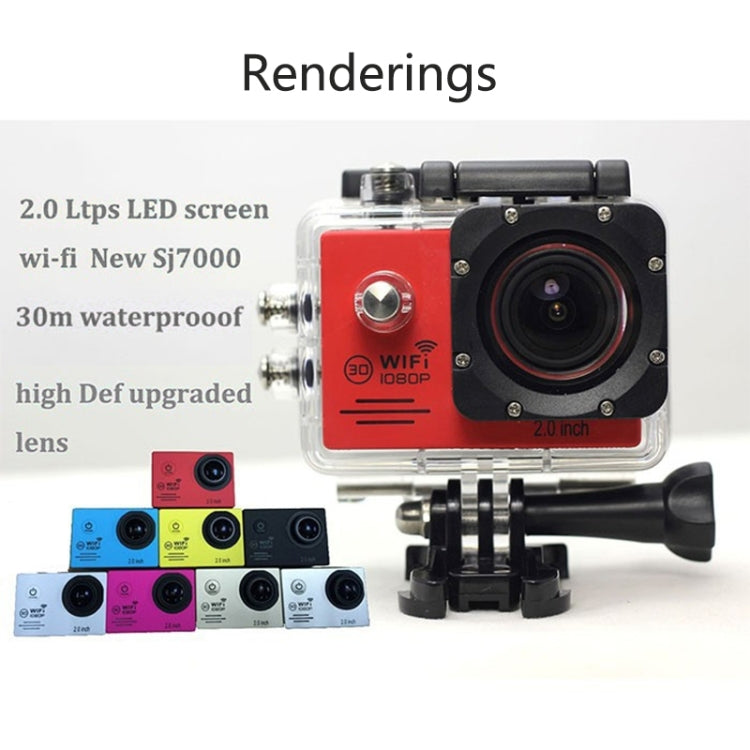 SJ7000 Full HD 1080P 2.0 inch LCD Screen Novatek 96655 WiFi Sports Camcorder Camera with Waterproof Case, 170 Degrees HD Wide-angle Lens, 30m Waterproof