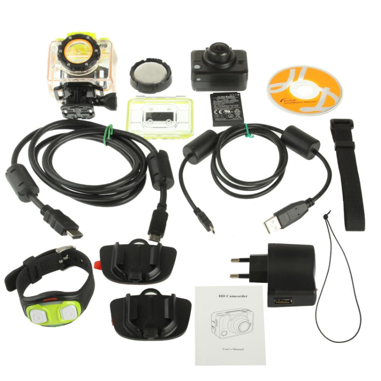 F20 Full HD 1080P Sport Camcorder with Waterproof Case & Wrist Strap Remote Control, 5.0 Mega CMOS Sensor, 30m Waterproof