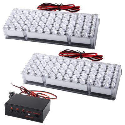 Red + Blue, 48 LED Flash Strobe Warning Lights