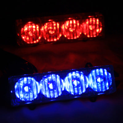 Blue + Red 4 x 4 LED Caution Light with Switch and Controller, DC 12V