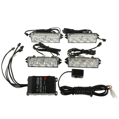 Blue + Red 4 x 4 LED Caution Light with Switch and Controller, DC 12V