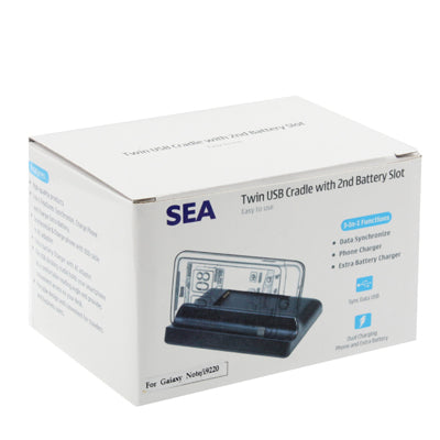 Twin USB Charger Cradle with 2nd Battery Slot for Galaxy Note / i9220 / N7000 (UK Plug)(Black)