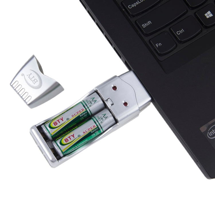 Mini USB Battery Charger for 2* AA / AAA Batteries(Silver)