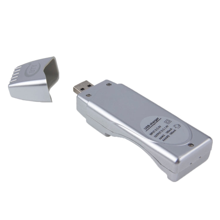 Mini USB Battery Charger for 2* AA / AAA Batteries(Silver)