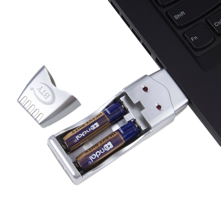 Mini USB Battery Charger for 2* AA / AAA Batteries(Silver)