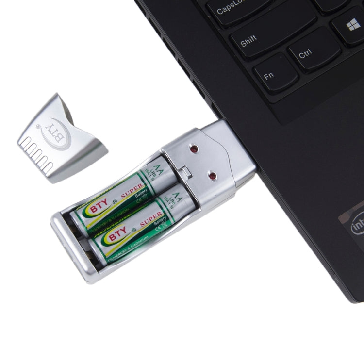 Mini USB Battery Charger for 2* AA / AAA Batteries(Silver)
