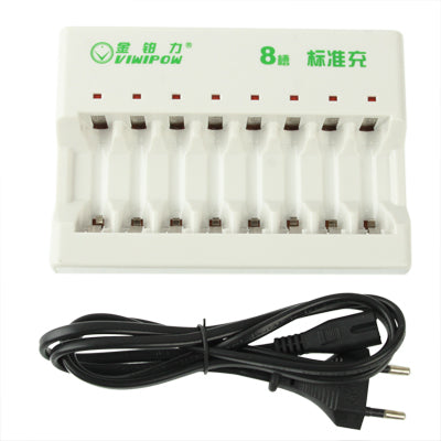 EU Plug Universal 8-slot Lithium Battery Standard Charger for AA / AAA Battery(White)