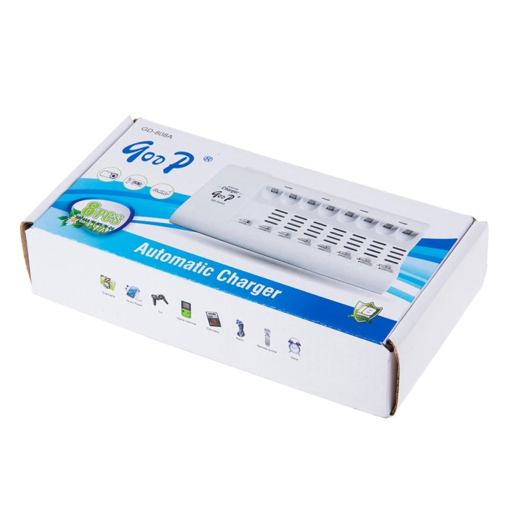 GD-808A 100V-240V EU Plug Battery Charger for 2 / 4 / 6 / 8pcs AA / AAA Ni-MH / Ni-Cd(Grey)