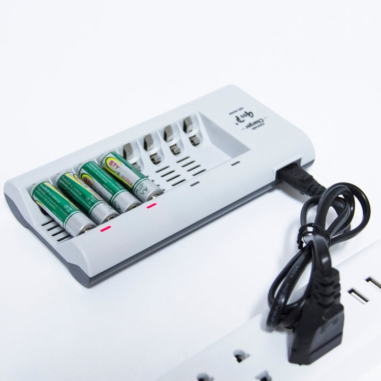 GD-808A 100V-240V EU Plug Battery Charger for 2 / 4 / 6 / 8pcs AA / AAA Ni-MH / Ni-Cd(Grey)