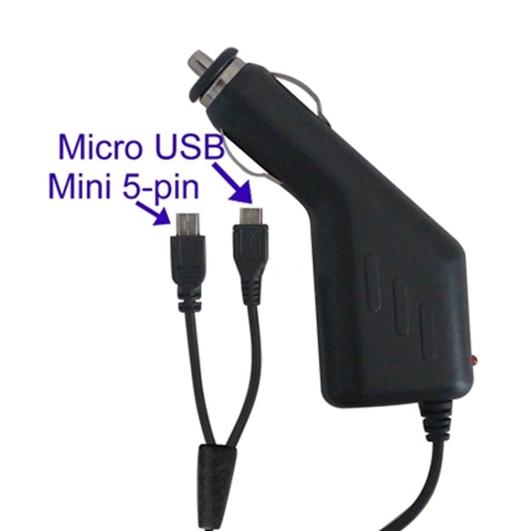 Mini USB + Micro USB Car Charger for Galaxy S IV / i9500 / S III / i9300 /Note II / N7100 /  i9220 / i9100 / i9082 / Nokia / LG / HTC One X / Sony Xperi(Black)