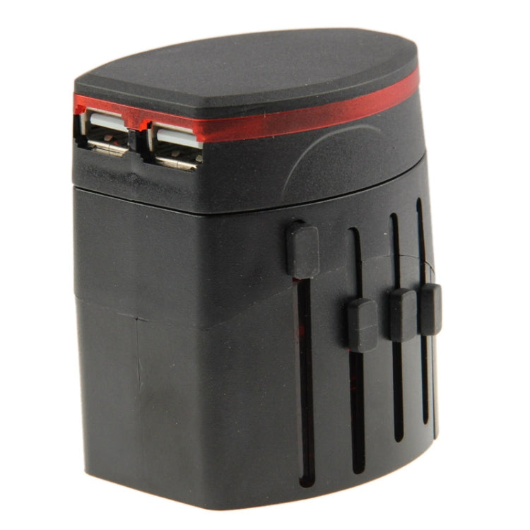 International 1000mA 2-USB EU & AU & UK & US Plug Travel Universal Adaptor(Black)