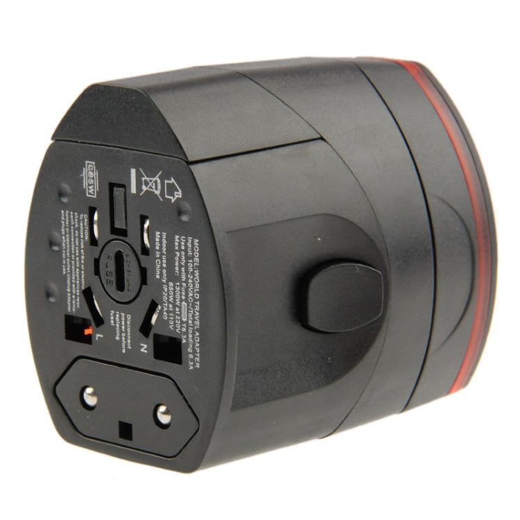 International 1000mA 2-USB EU & AU & UK & US Plug Travel Universal Adaptor(Black)