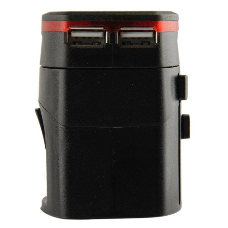 International 1000mA 2-USB EU & AU & UK & US Plug Travel Universal Adaptor(Black)