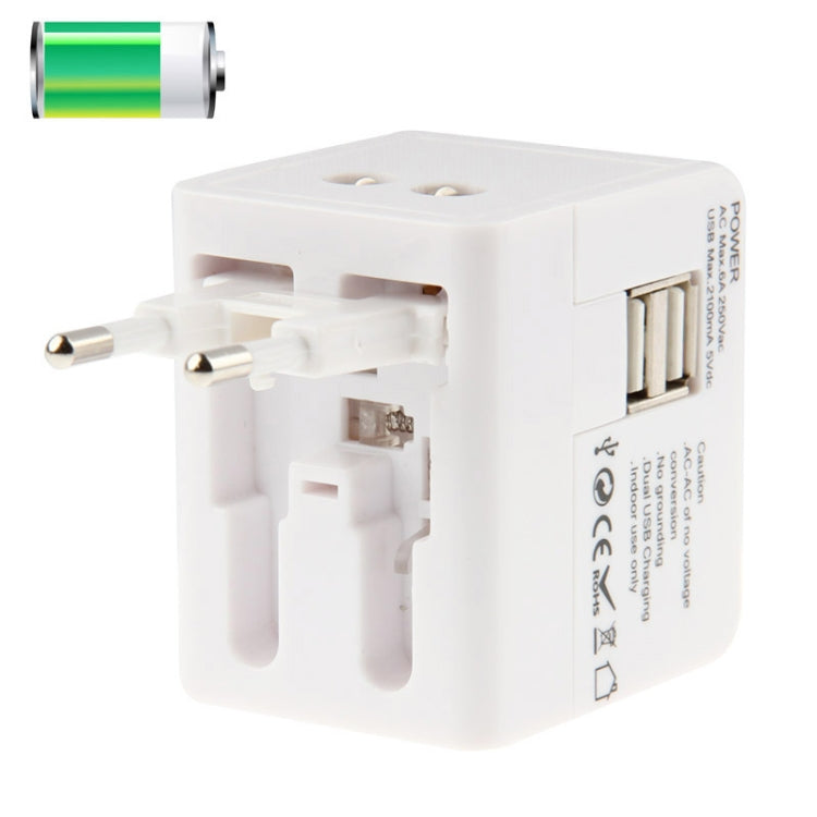 International 2100mA 2-USB EU / AU / UK / US Plug Travel Universal Adaptor(White)