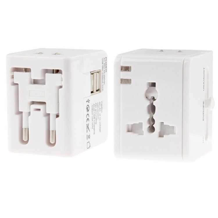 International 2100mA 2-USB EU / AU / UK / US Plug Travel Universal Adaptor(White)
