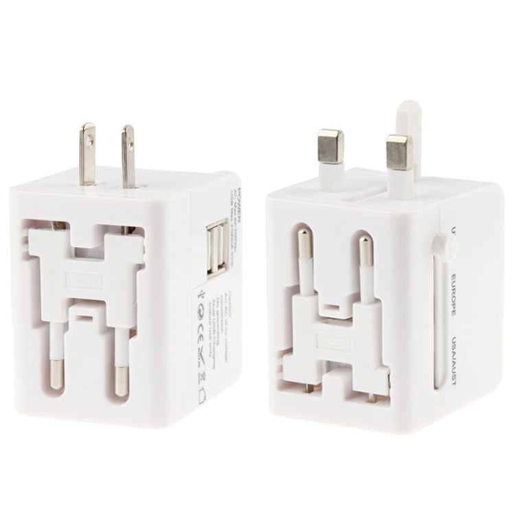 International 2100mA 2-USB EU / AU / UK / US Plug Travel Universal Adaptor(White)