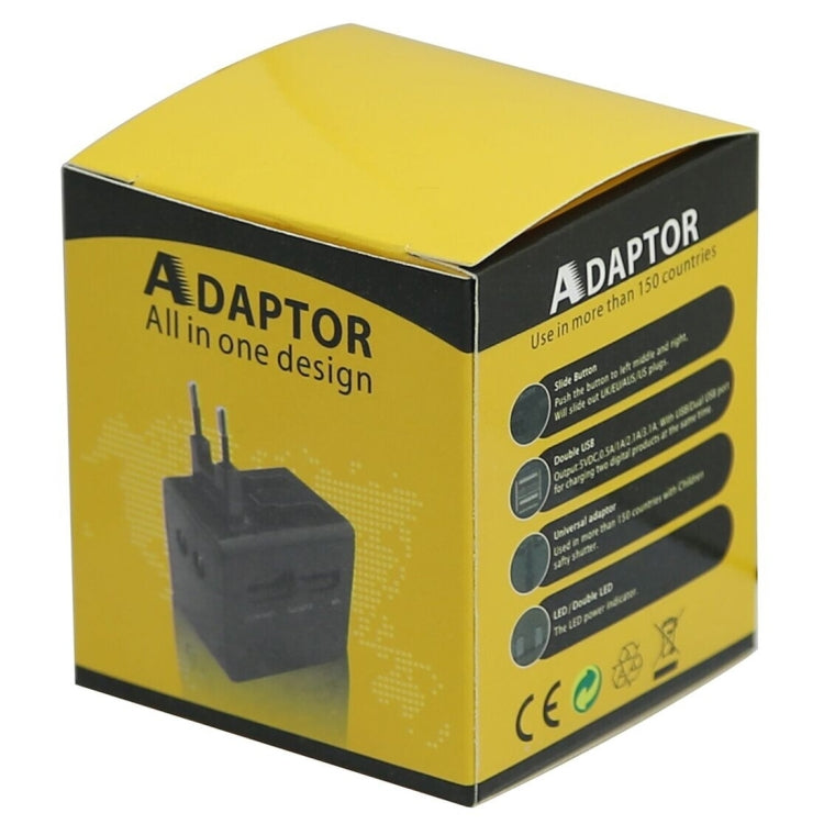 International 2100mA 2-USB EU / AU / UK / US Plug Travel Universal Adaptor(White)
