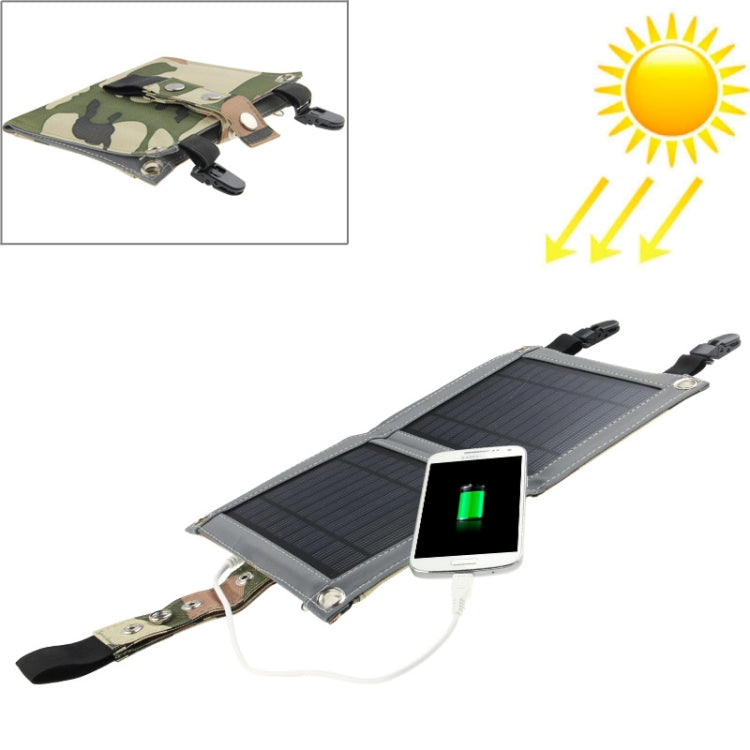 5W Portable Folding Solar Panel / Solar Charger Bag with Clips for Laptops / Mobile Phones