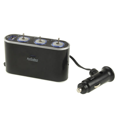 In Car USB & Triple Sockets with Switch for GPS / Mobile Phone / PDA