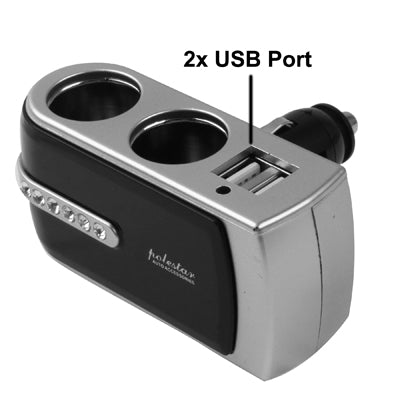 In Car 2x USB & Twin Sockets for GPS / Mobile Phone / PDA