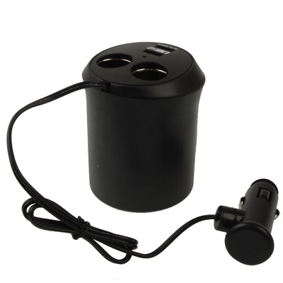 In Car Cup Holder Power + 2x USB Charger for GPS / Mobile Phone / PDA(Black)