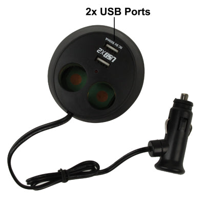 In Car Cup Holder Power + 2x USB Charger for GPS / Mobile Phone / PDA(Black)