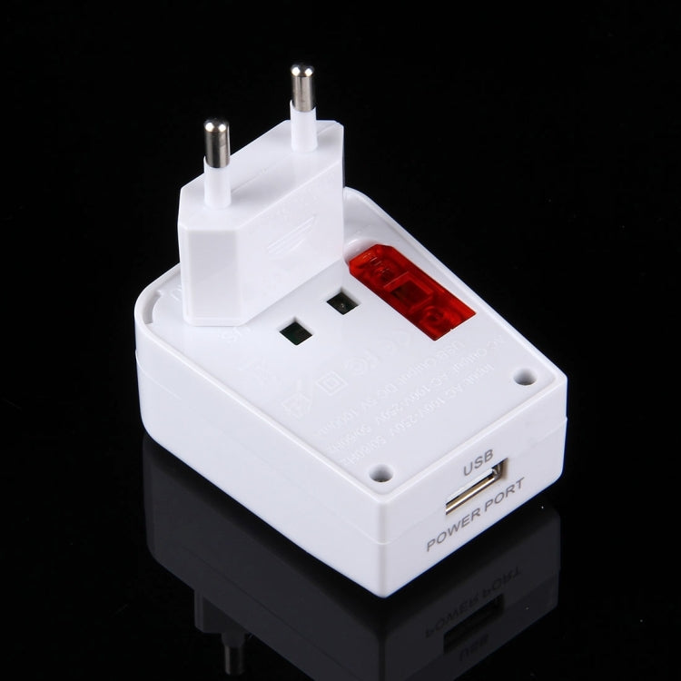 USV Fuse World-Wide Universal Travel Adapter with Built-in USB Charger for US, UK, AU, EU Plug Adapter(White)