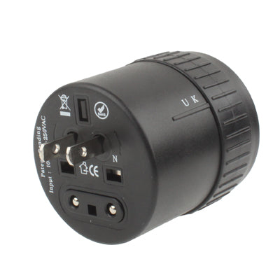Universal Rotation Type US / EU / AU / UK Travel AC Power Adaptor Plug with USB Charger Socket(Black)