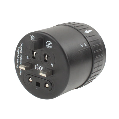 Universal Rotation Type US / EU / AU / UK Travel AC Power Adaptor Plug with USB Charger Socket(Black)