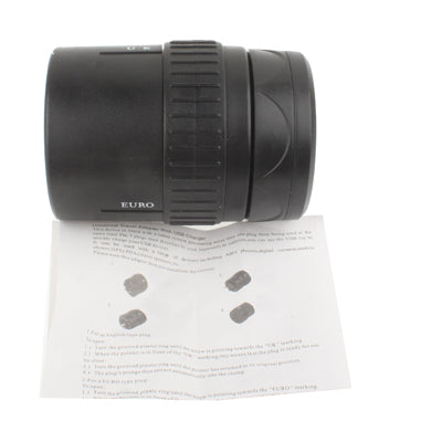 Universal Rotation Type US / EU / AU / UK Travel AC Power Adaptor Plug with USB Charger Socket(Black)