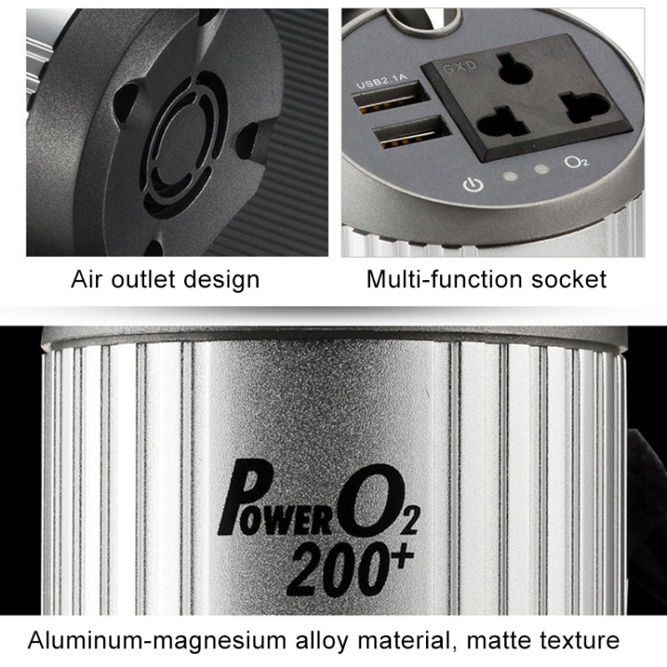 200W DC 12V to Ion-AC 220V Power Inverter with Dual USB Ports(Silver)