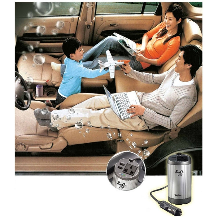 200W DC 12V to Ion-AC 220V Power Inverter with Dual USB Ports(Silver)