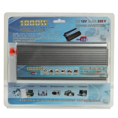 1000W DC 12V to AC 220V Car Power Inverter with USB Port(Silver)