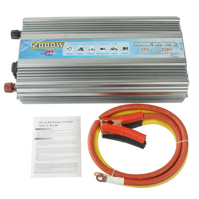 2000W DC 12V to AC 220V Car Power Inverter with USB Port & Booster Cable