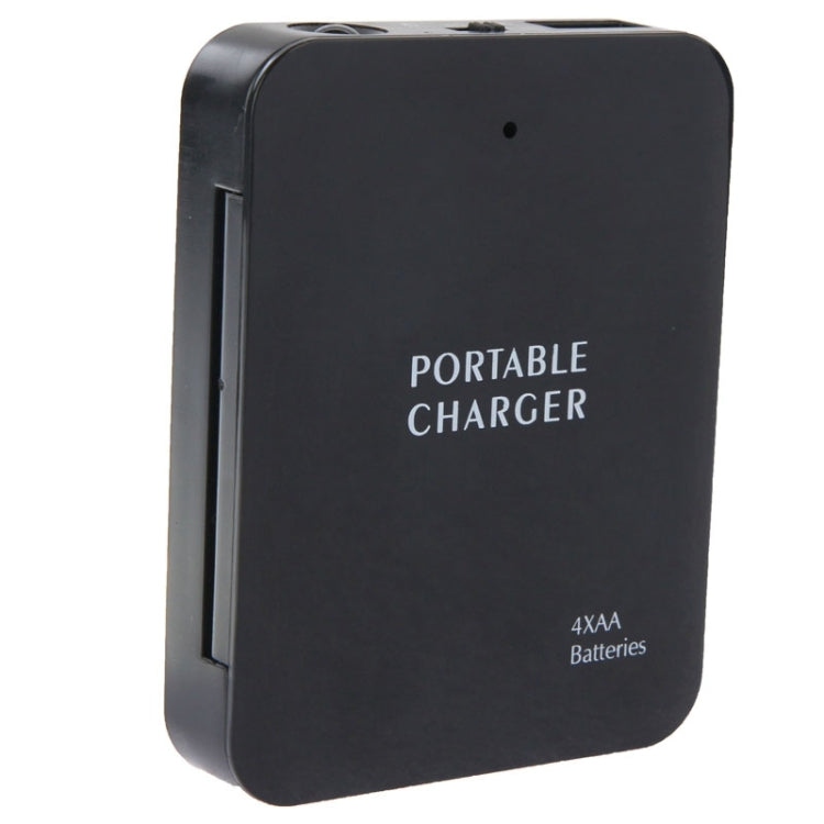 USB 2.0 4 x AA Batteries Box Portable Charger with Flashlight