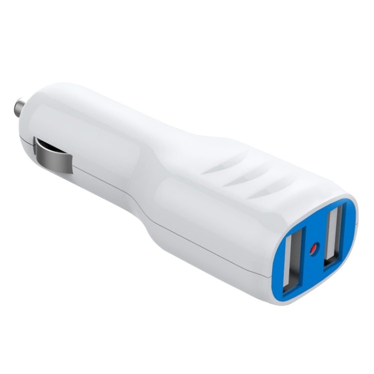 BILITONG 1A / 2.1A Universal 2 USB Ports Car Charger for iPhone 6 & 6 Plus, Galaxy S6 / S6 edge and Other Mobile Phones & Tablet PC (White + Blue)