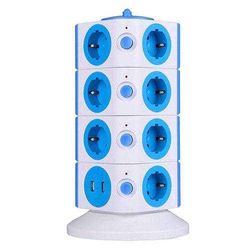 SAFEMORE 4 Layers with 15 EU Outlets and 2 USB Ports Smart Power Sockets, Overload Protector, EU Plug, Cable Length: 2m
