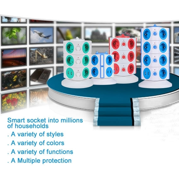 SAFEMORE 4 Layers with 15 EU Outlets and 2 USB Ports Smart Power Sockets, Overload Protector, EU Plug, Cable Length: 2m