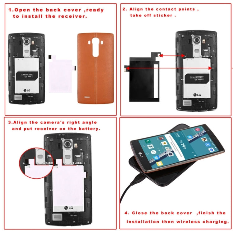 Qi Standard Wireless Charging Receiver with NFC IC Chip, For LG G4 F500 / F500S / F500K / F500L / VS999 / H815 / H811 / H810 / LS991 / H81(Black)