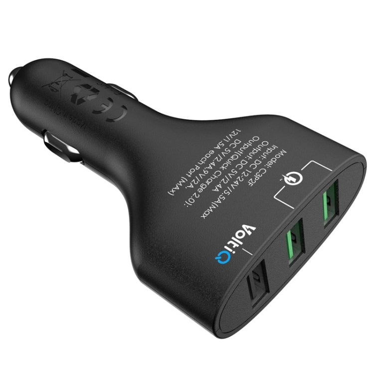 Tronsmart C3P2F 42W 2.4A Max 3 USB Ports Qualcomm Quick Charge 2.0 Car Charger for Tablets / Phones(Black)