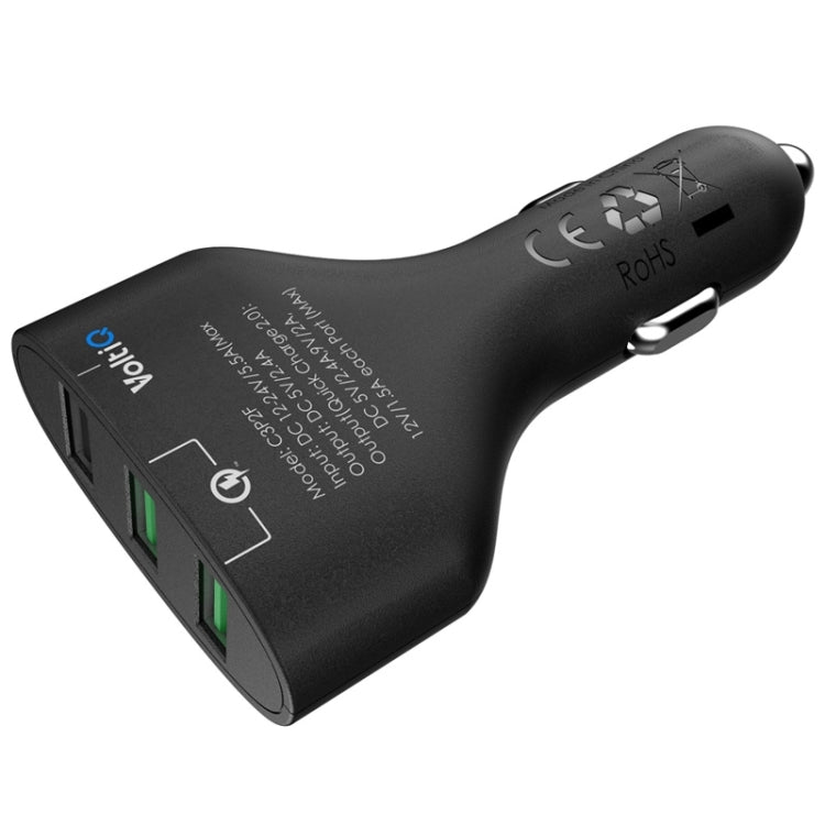 Tronsmart C3P2F 42W 2.4A Max 3 USB Ports Qualcomm Quick Charge 2.0 Car Charger for Tablets / Phones(Black)
