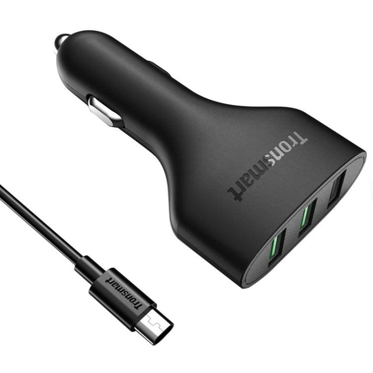 Tronsmart C3P2F 42W 2.4A Max 3 USB Ports Qualcomm Quick Charge 2.0 Car Charger for Tablets / Phones(Black)